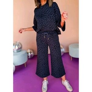 SSYS The Label Parker Set Two-piece Blue Animal Print Women's Small 4-6 Comfort